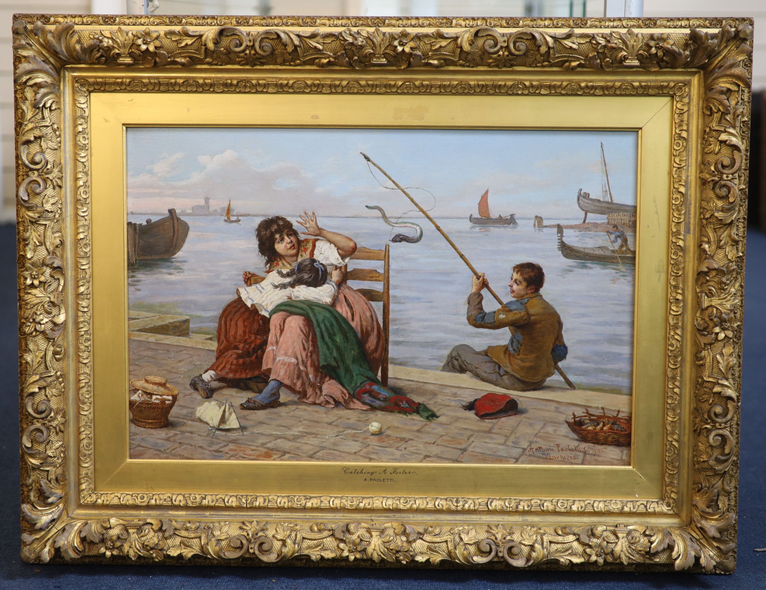 Antonio Ermolao Paoletti (1833-1912) Catching a farter 15.5 x 23in.